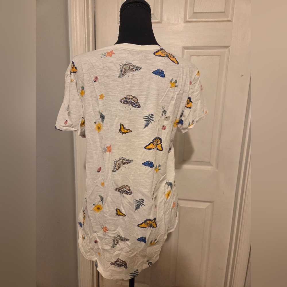 Lucky Brand White Floral Butterfly Tee - Picture 4 of 5